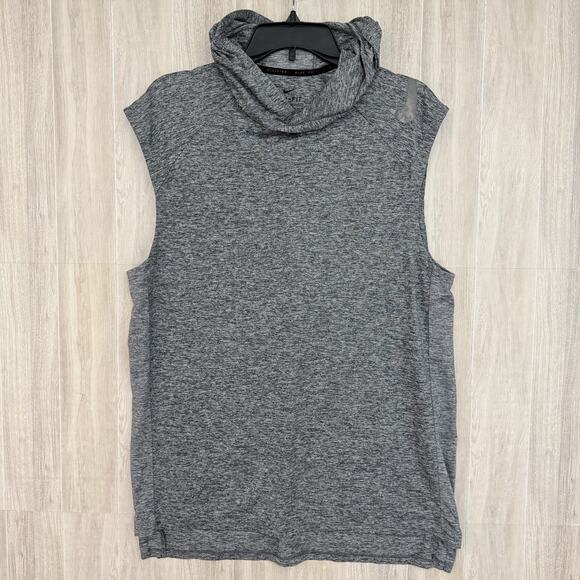 Nike Sleeveless Shirt Mens Medium Hooded Running Division Gray Dri Fit Stretch - Picture 1 of 11